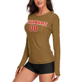 Custom Khaki Orange Red Women's Long-Sleeve Shirt