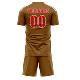 Custom Khaki Orange Red Soccer Jersey