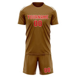 Custom Khaki Orange Red Soccer Jersey