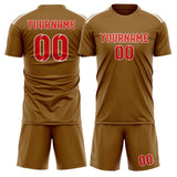 Custom Khaki Orange Red Soccer Jersey