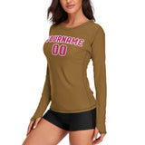 Custom Khaki Pink Women's Long-Sleeve Shirt