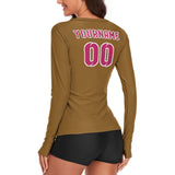 Custom Khaki Pink Women's Long-Sleeve Shirt