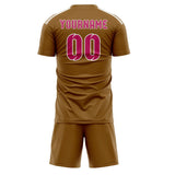 Custom Khaki Pink Soccer Jersey