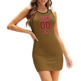 Custom Khaki Red Sleeveless Vest Dress