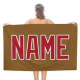 Custom Khaki Red Beach Towel