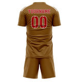 Custom Khaki Red Soccer Jersey