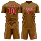 Custom Khaki Red Soccer Jersey