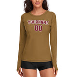 Custom Khaki Crimson Red Women's Long-Sleeve Shirt