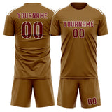 Custom Khaki Crimson Red Soccer Jersey