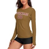 Custom Khaki Coral Red Women's Long-Sleeve Shirt