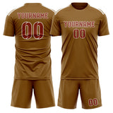 Custom Khaki Coral Red Soccer Jersey