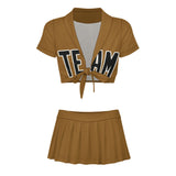 Custom Khaki Black Cheerleading Uniform Set