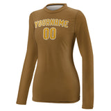Custom Khaki Yellow Women's Long-Sleeve Shirt