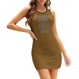 Custom Khaki Dark Grey Sleeveless Vest Dress