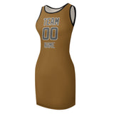 Custom Khaki Dark Grey Sleeveless Vest Dress