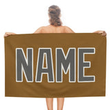 Custom Khaki Dark Grey Beach Towel