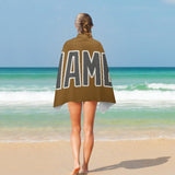 Custom Khaki Dark Grey Beach Towel