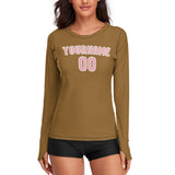 Custom Khaki Light Pink Women's Long-Sleeve Shirt
