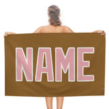 Custom Khaki Light Pink Beach Towel