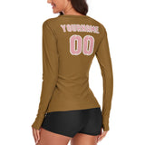 Custom Khaki Light Pink Women's Long-Sleeve Shirt