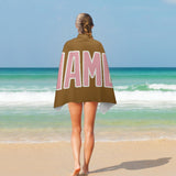 Custom Khaki Light Pink Beach Towel