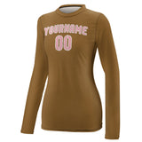 Custom Khaki Light Pink Women's Long-Sleeve Shirt