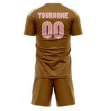 Custom Khaki Light Pink Soccer Jersey