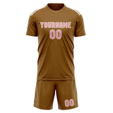 Custom Khaki Light Pink Soccer Jersey
