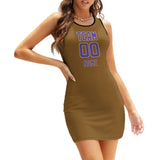 Custom Khaki Light Purple Sleeveless Vest Dress