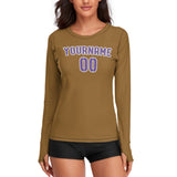 Custom Khaki Light Purple Women's Long-Sleeve Shirt