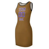 Custom Khaki Light Purple Sleeveless Vest Dress