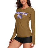 Custom Khaki Light Purple Women's Long-Sleeve Shirt