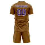 Custom Khaki Light Purple Soccer Jersey