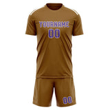 Custom Khaki Light Purple Soccer Jersey