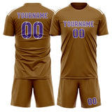 Custom Khaki Light Purple Soccer Jersey