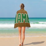 Custom Khaki Emerald Green Beach Towel