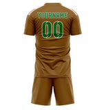 Custom Khaki Emerald Green Soccer Jersey