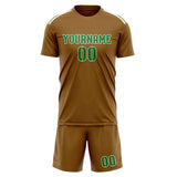 Custom Khaki Emerald Green Soccer Jersey