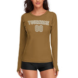 Custom Khaki Light Khaki Women's Long-Sleeve Shirt