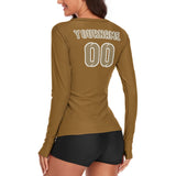 Custom Khaki Light Khaki Women's Long-Sleeve Shirt