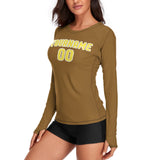 Custom Khaki Light Yellow Women's Long-Sleeve Shirt