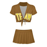 Custom Khaki Light Yellow Cheerleading Uniform Set