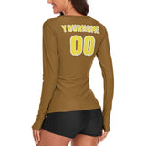 Custom Khaki Light Yellow Women's Long-Sleeve Shirt