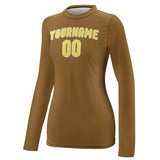 Custom Khaki Light Yellow Women's Long-Sleeve Shirt