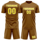 Custom Khaki Light Yellow Soccer Jersey