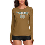 Custom Khaki Blue Green Women's Long-Sleeve Shirt