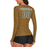 Custom Khaki Blue Green Women's Long-Sleeve Shirt