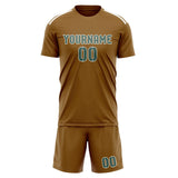 Custom Khaki Blue Green Soccer Jersey
