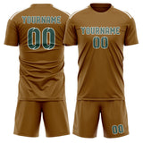 Custom Khaki Blue Green Soccer Jersey