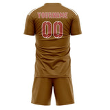 Custom Khaki Copper Rose Soccer Jersey